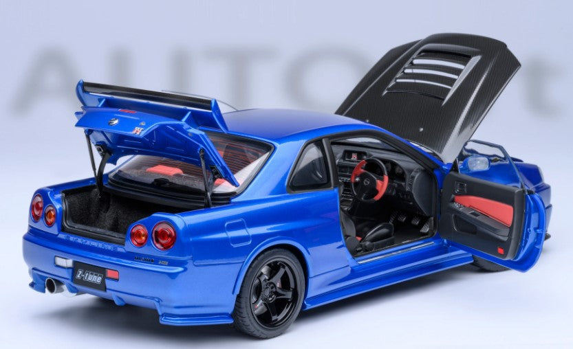 77460 AUTOart 1:18 Nissan Nismo R34 GT-R Z-tune (Bayside Blue /Carbon Black Hood)