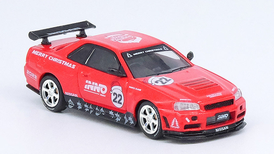 [ Back-order ] INNO Models IN64-R34RT-XMAS22 1:64 SKYLINE GT-R R34 "X'MAS 22" Special Edtion Santa Claus Figure