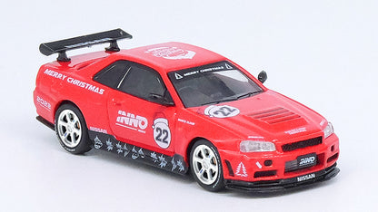 [ Back-order ] INNO Models IN64-R34RT-XMAS22 1:64 SKYLINE GT-R R34 "X'MAS 22" Special Edtion Santa Claus Figure