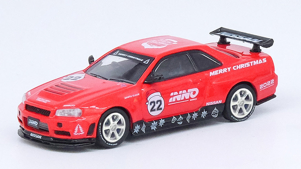 [ Back-order ] INNO Models IN64-R34RT-XMAS22 1:64 SKYLINE GT-R R34 "X'MAS 22" Special Edtion Santa Claus Figure