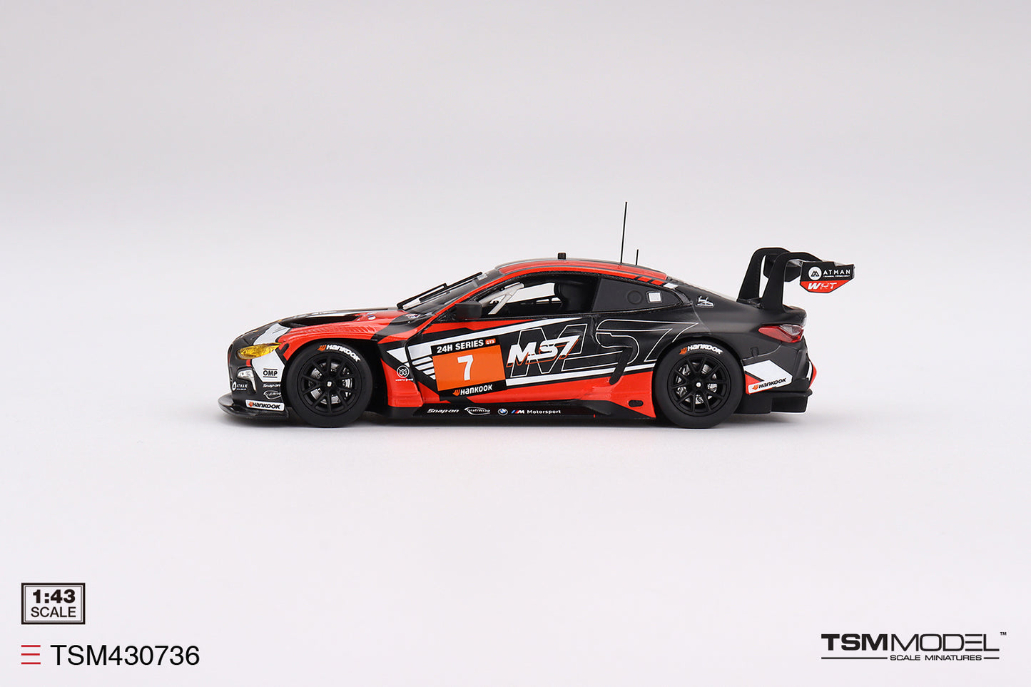 [ Back-order ] TSM TSM430736 1:43 BMW M4 GT3 Dubai 24 Hours 2023 #7 Team WRT model car