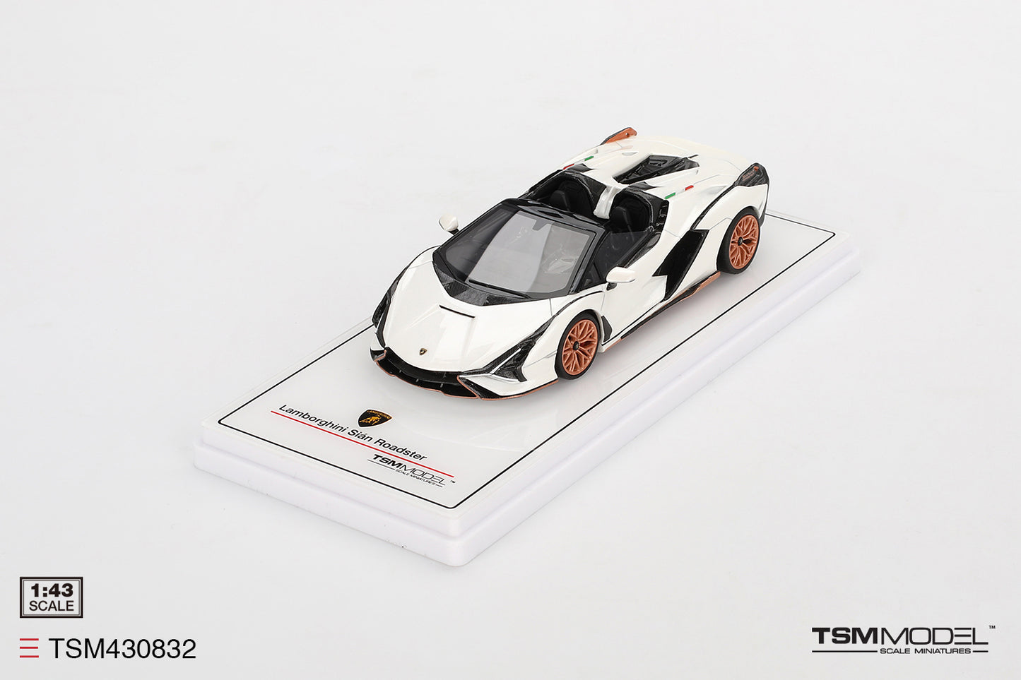 [ Back-order ] TSM TSM430832 1:43 Lamborghini Sian Roadster Bianco Asopo White model car