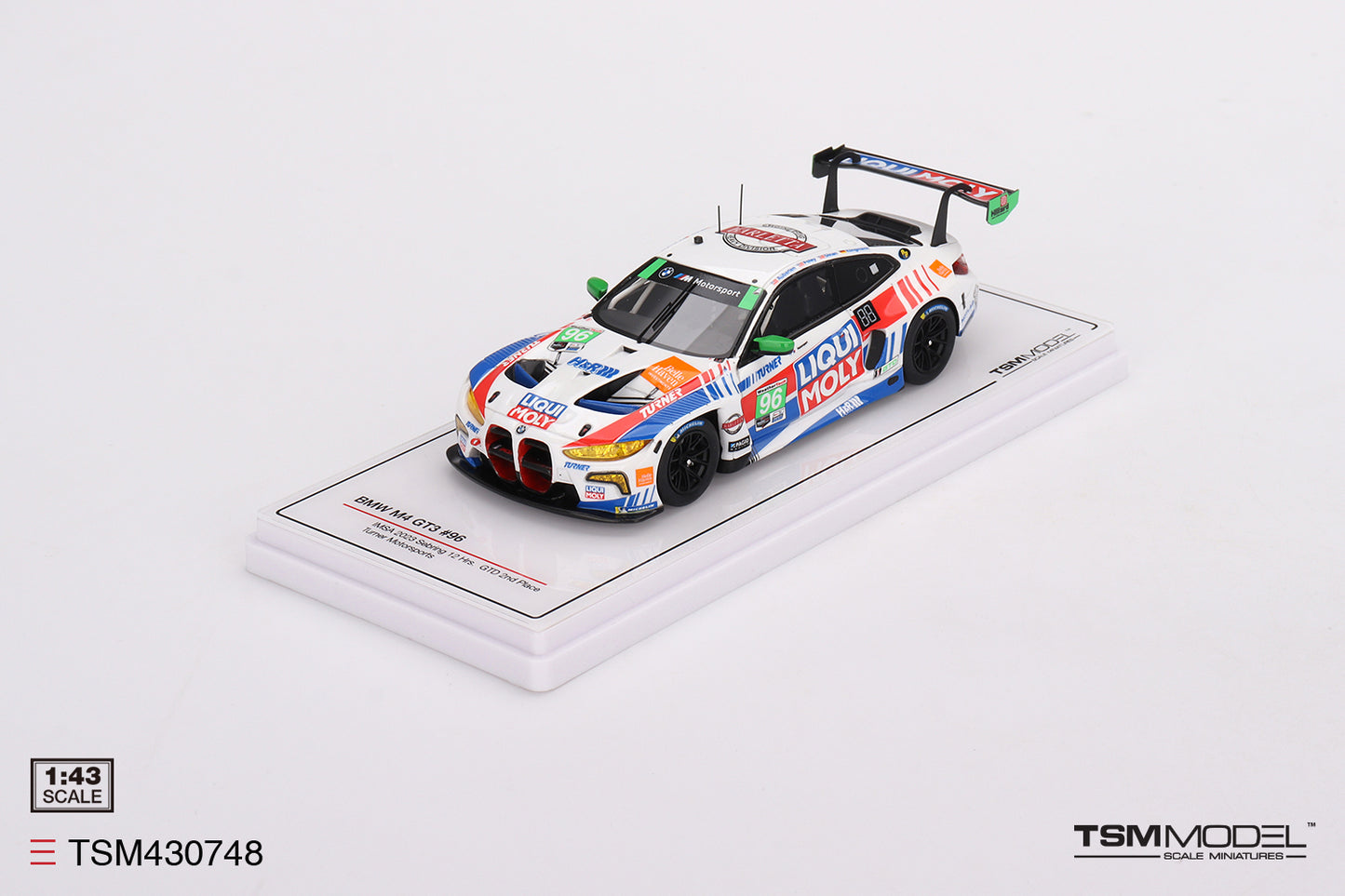 [ Back-order ] TSM TSM430748 1:43 BMW M4 GT3 IMSA Sebring GTD 2023 #96 Turner Motorsports model car