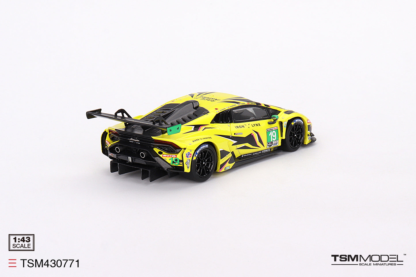 [ Back-order ] TSM TSM430771 1:43 Lamborghini Huracan GT3 EVO2 IMSA Daytona 2023 #19 Iron Lynx model car