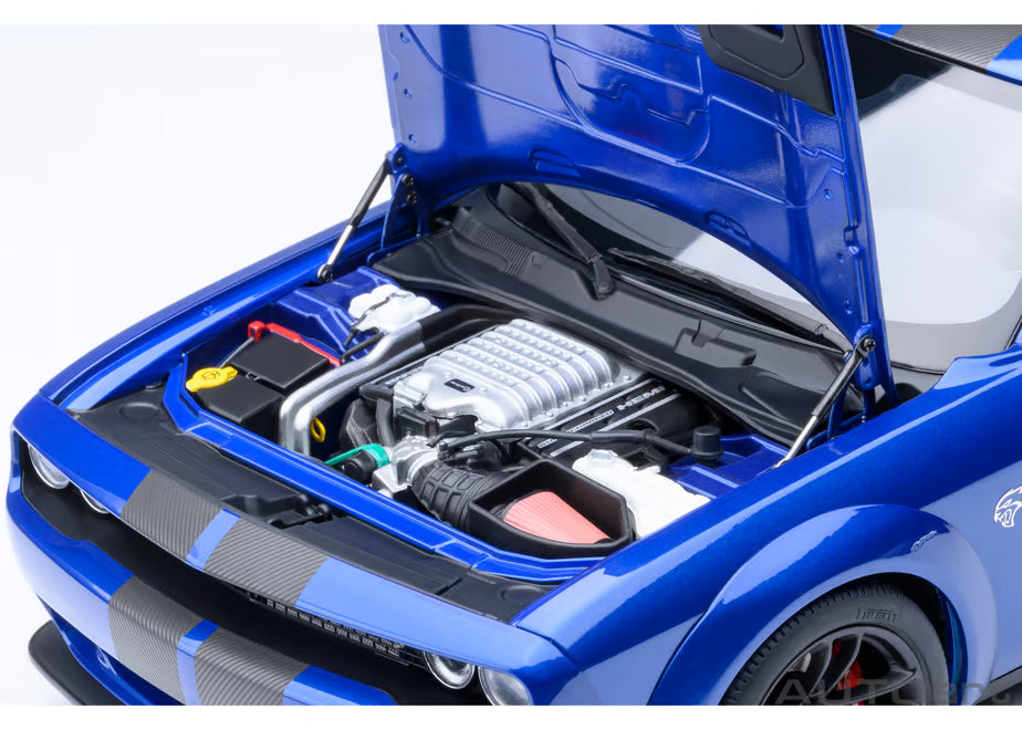 [ Back-order ] AUTOart 71763 1:18 Dodge Challenger SRT Jailbreak 22 Metallic Blue Carbon Black Stripe model car