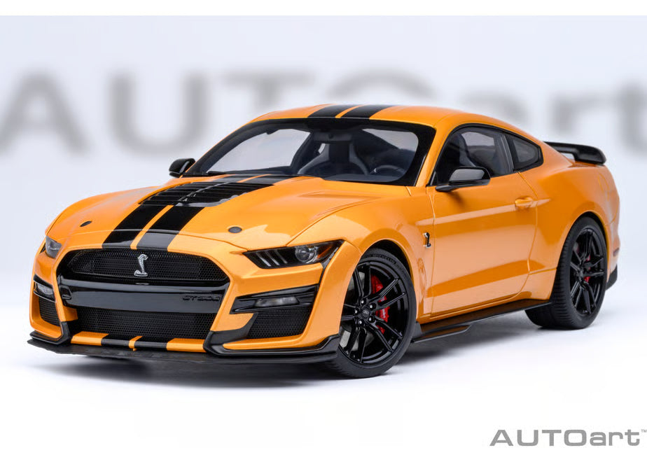 [ Back-order ] AUTOart 73099 1:18 Ford Mustang Shelby GT500 Orange Black Stripe model car