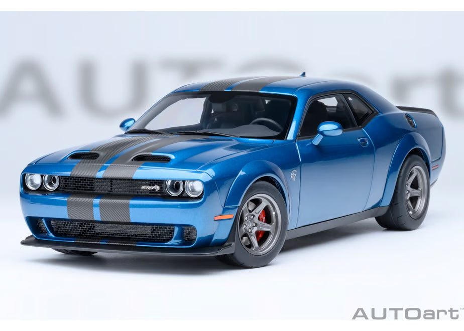 [ Back-order ] AUTOart 71767 1:18 Dodge Challenger SRT Superstock 23 Pearl Blue Carbon Black Stripe model car
