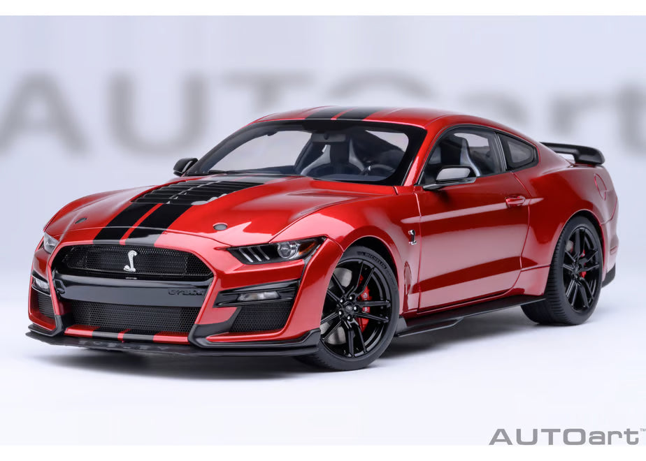 [ Back-order ] AUTOart 73098 1:18 Ford Mustang Shelby GT500 Red Black Stripe model car
