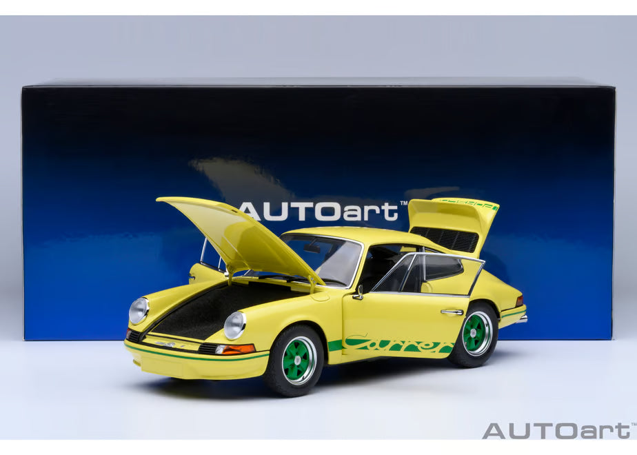 [ Back-order ] AUTOart 78033 1:18 Porsche 911 Carrera 2.7 RS Light Yellow Green Stripe model car