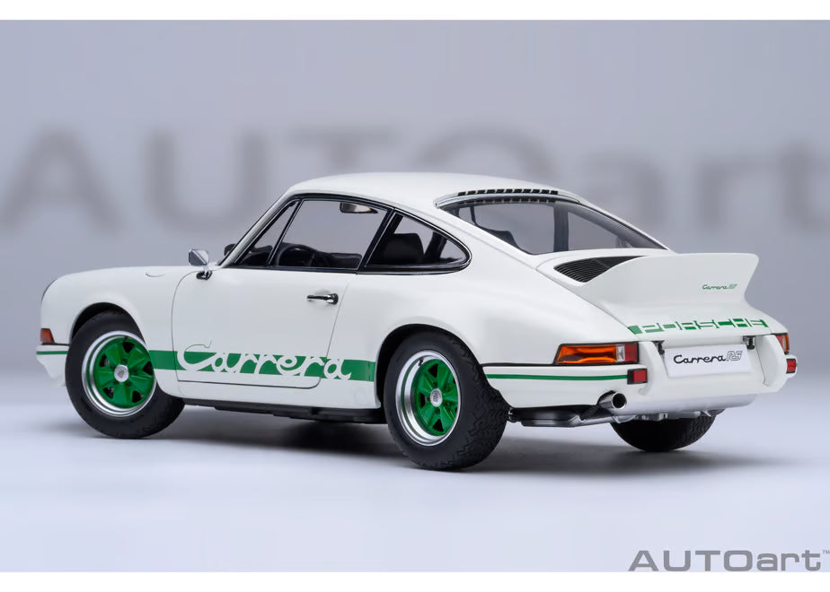 [ Back-order ] AUTOart 78031 1:18 Porsche 911 Carrera 2.7 RS Grand Prix White Green Stripe model car