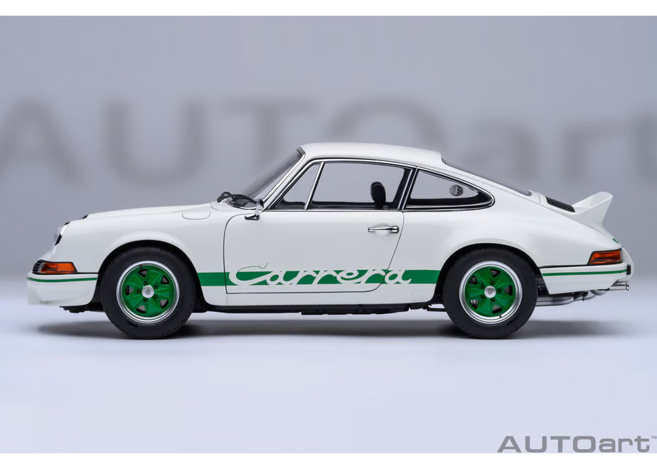 [ Back-order ] AUTOart 78031 1:18 Porsche 911 Carrera 2.7 RS Grand Prix White Green Stripe model car