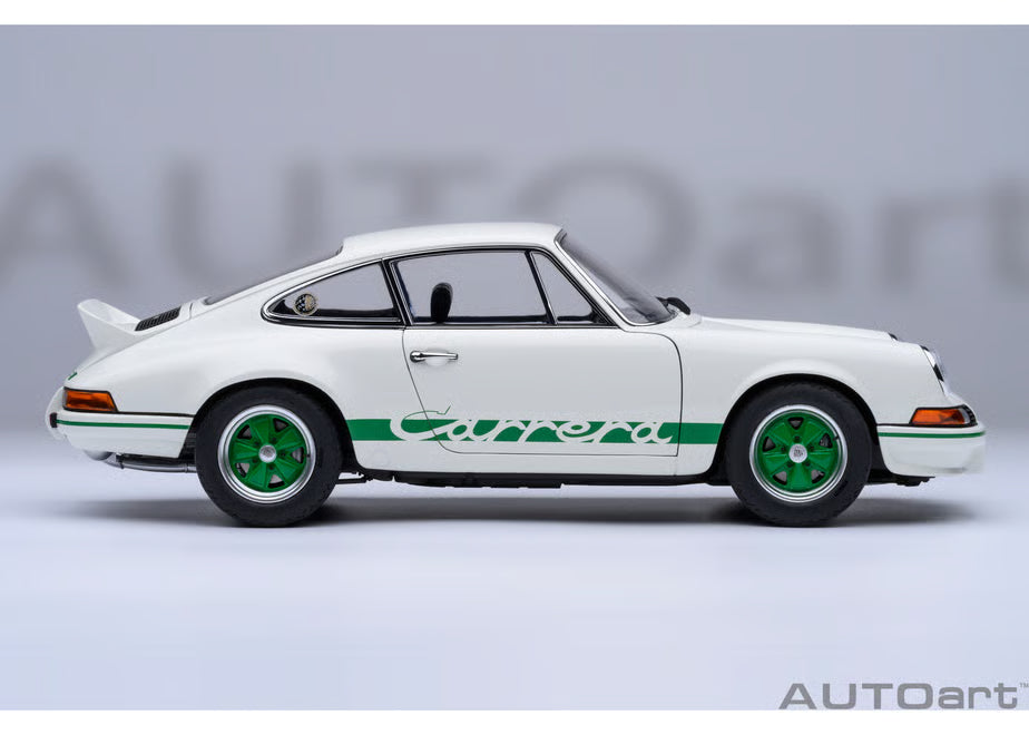[ Back-order ] AUTOart 78031 1:18 Porsche 911 Carrera 2.7 RS Grand Prix White Green Stripe model car