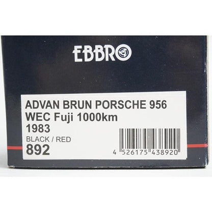 1:43 EBBRO 43892 Porsche PORSCHE ADVAN BRUN 956 WEC Fuji 1000km 1983 Black/Red #8