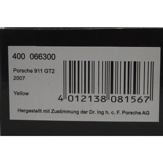 1:43 MINICHAMPS 400066300 Porsche 911 GT2 2007 Yellow model car