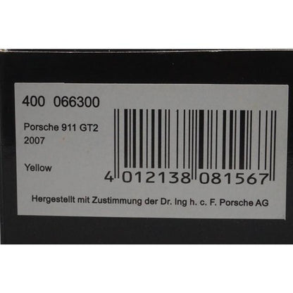 1:43 MINICHAMPS 400066300 Porsche 911 GT2 2007 Yellow model car