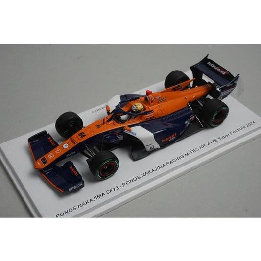 1:43 Spark SFJ042 PONOS NAKAJIMA SF23 Racing M-TEC HR417E Super Formula 2024 #64 model car