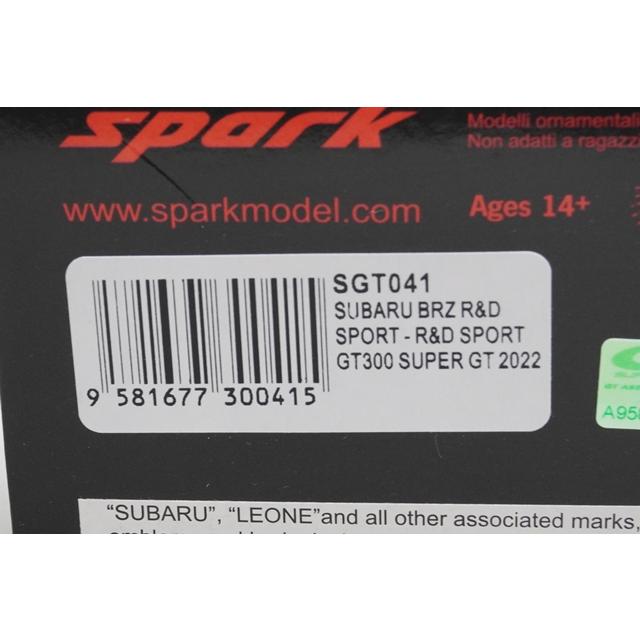 1:43 Spark SGT041 Subaru BRZ R&D SPORT GT300 Super GT 2022 #61 model car