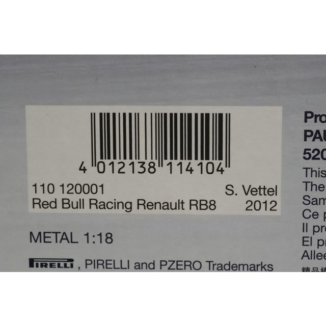 1:18 MINICHAMPS 110120001 Red Bull Racing Renault RB8 2012 #1 S.Vettel model car