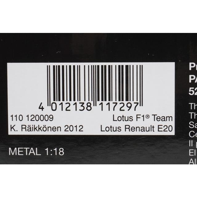 1:18 MINICHAMPS 110120009 Lotus F1 Team Renault E20 2012 #9 K. Raikkonen model car