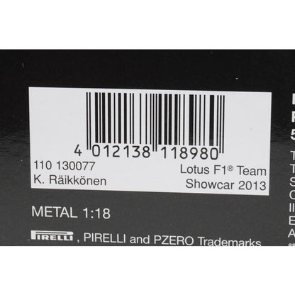 1:18 MINICHAMPS 110130077 Lotus F1 Team Show Car 2013 #7 K. Raikkonen model car