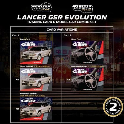T64G-048-SL Tarmac Works 1:64 Mitsubishi Lancer GSR Evolution Silver with Tarmac Trading Cards