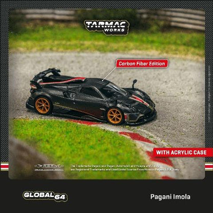 T64G-TL046-BCF Tarmac Works 1:64 Pagani Imola Matt Black Carbon Fiber