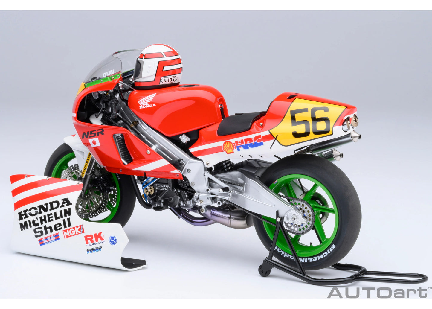 [ Back-order ] AUTOart 12566 1:12 Honda NSR500 WGP500 #56 Bari Bari Legend Koma Gun helmet included Motorcycle Model