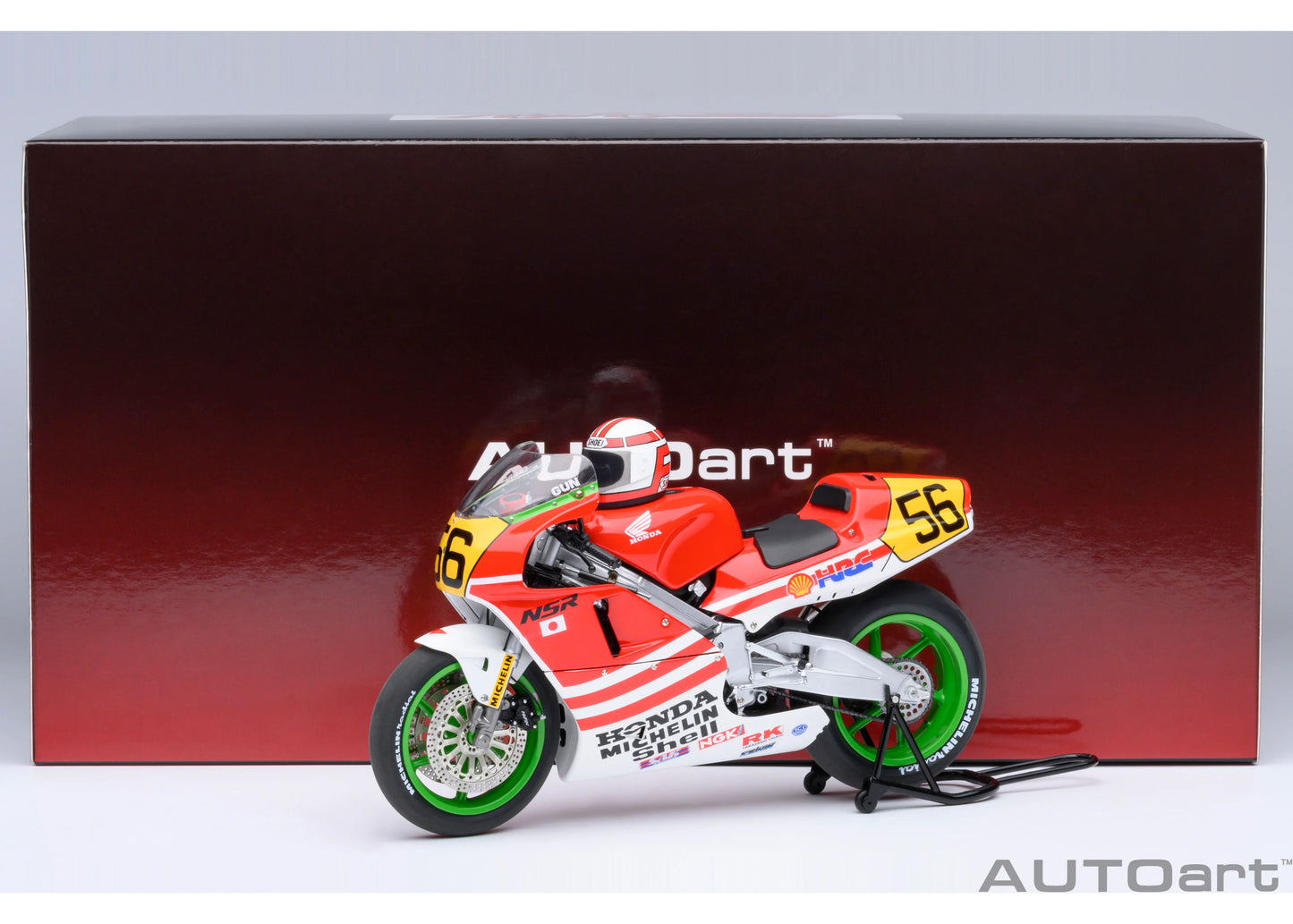 [ Back-order ] AUTOart 12566 1:12 Honda NSR500 WGP500 #56 Bari Bari Legend Koma Gun helmet included Motorcycle Model