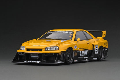 IG2702 ignition model 1:18 Nissan LB-ER34 Super Silhouette Skyline Yellow / Black Resin