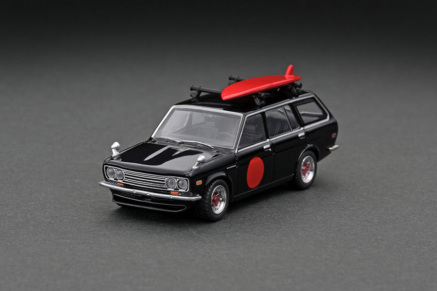 [ Back-order ]  Tarmac Works T64G-026-BK 1:64 Tarmac Works 1:64 Mijo Exclusive Datsun Bluebird 510 Wagon with Surfboard model car