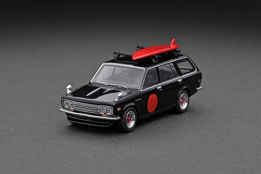 [ Back-order ]  Tarmac Works T64G-026-BK 1:64 Tarmac Works 1:64 Mijo Exclusive Datsun Bluebird 510 Wagon with Surfboard model car