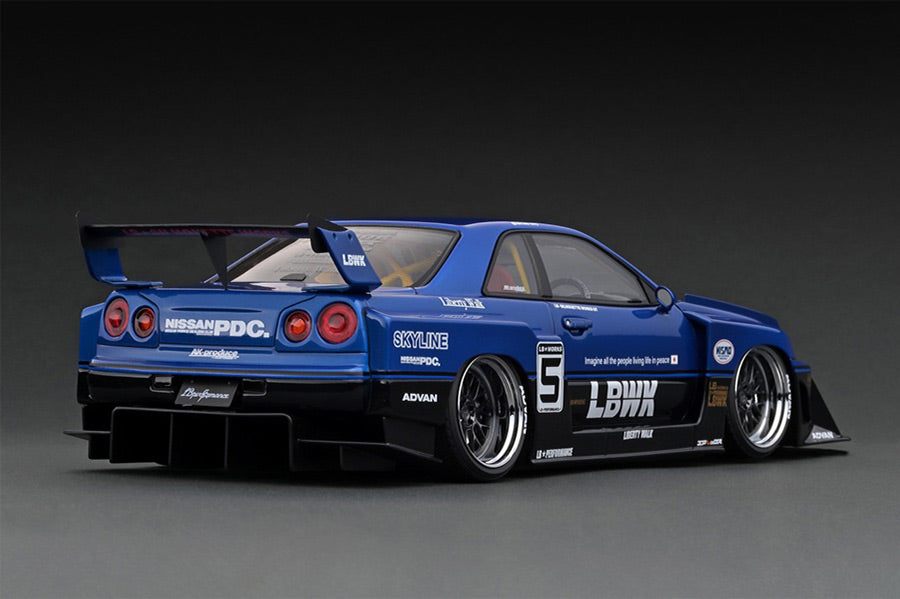 IG2705 ignition model 1:18 Nissan LB-ER34 Super Silhouette Skyline Blue / Black Resin