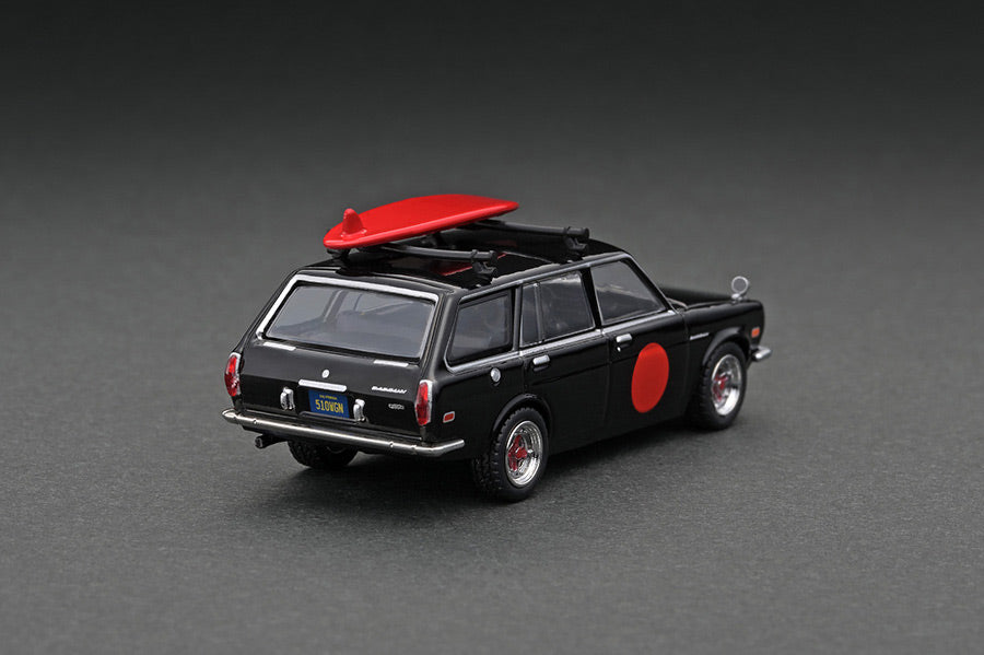 [ Back-order ]  Tarmac Works T64G-026-BK 1:64 Tarmac Works 1:64 Mijo Exclusive Datsun Bluebird 510 Wagon with Surfboard model car