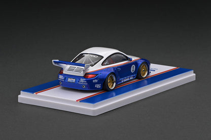 [ Back-order ]  Tarmac Works T43-TL026-BLW 1:43 Old & New 997 Blue / White model car