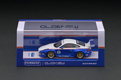 [ Back-order ]  Tarmac Works T43-TL026-BLW 1:43 Old & New 997 Blue / White model car