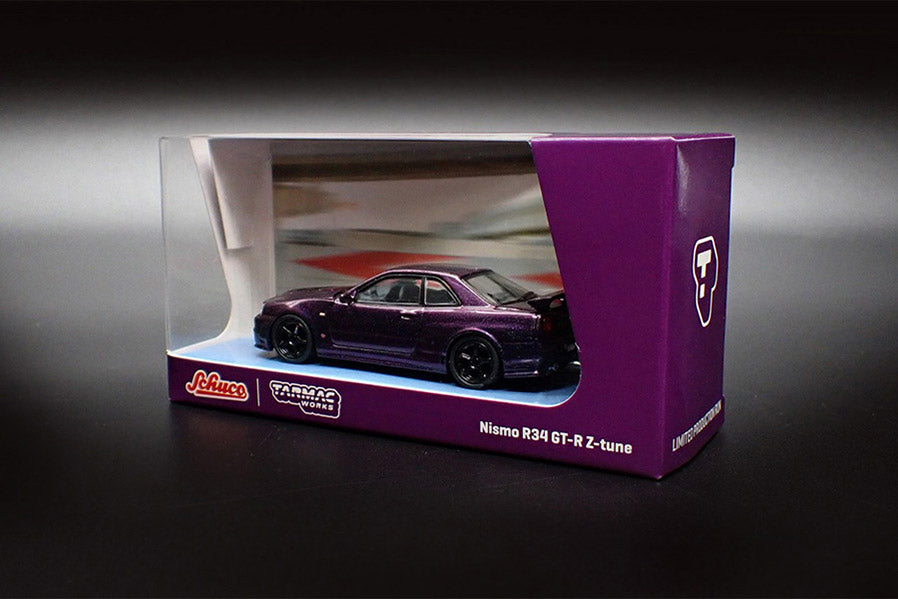 [ Back-order ]  Tarmac Works T64S-014-MNP 1:64 Nissan Skyline GT-R (R34) Z-tune Midnight Purple III model car