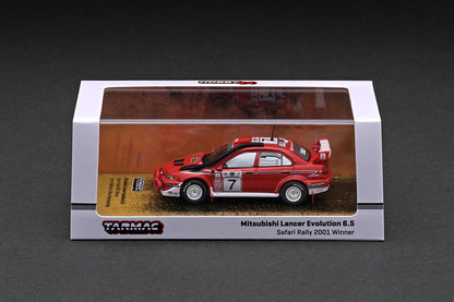 [ Back-order ]  Tarmac Works T64-021-01SAF 1:64 Mitsubishi Lancer Evolution 6.5 Safari Rally 2001 #7 Winner model car