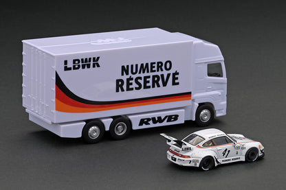 [ Back-order ]  Tarmac Works T64-017-LBWK 1:64 RWB 993 LBWK With Truck Packaging model car