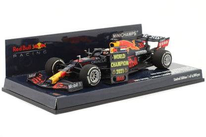 410212333 MINICHAMPS 1:43 Honda Red Bull Racing RB16B M. Verstappen Abu Dhabi GP 2021 Winner World Champion with Pit Board