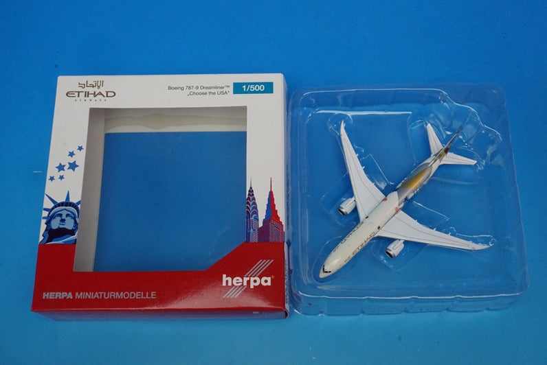 1:500 B787-9 ETIHAD Choose the USA A6-BLE 534543 Herpa airplane model