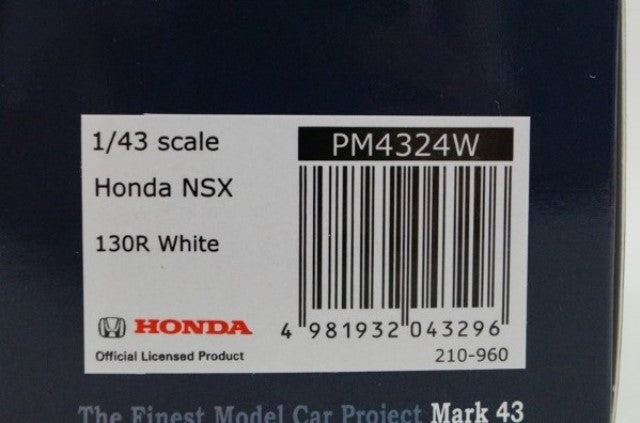 PM4324W MARK43 1:43 Honda NSX 130R White model car