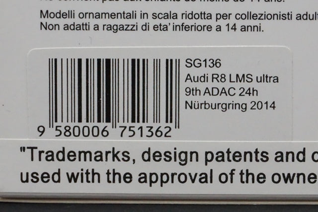 1:43 SPARK SG136 Audi R8 LMS ultra ADAC Nurburgring 24h 2014 #502