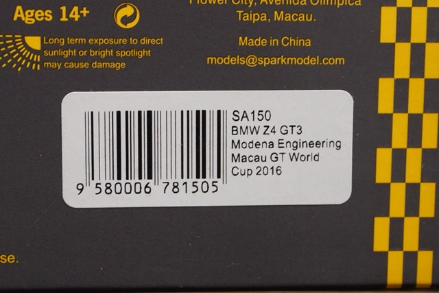 1:43 SPARK SA150 BMW Z4 GT3 Modena Engineering Macau GT World Cup 2016 #17