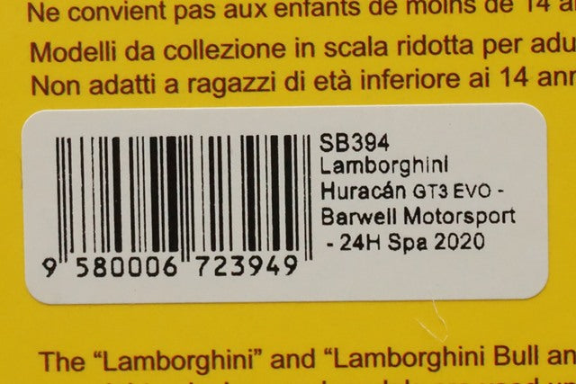 1:43 SPARK SB394 Lamborghini Huracan GT3 EVO Bawell Motorsport SPA 24h 2020 #78