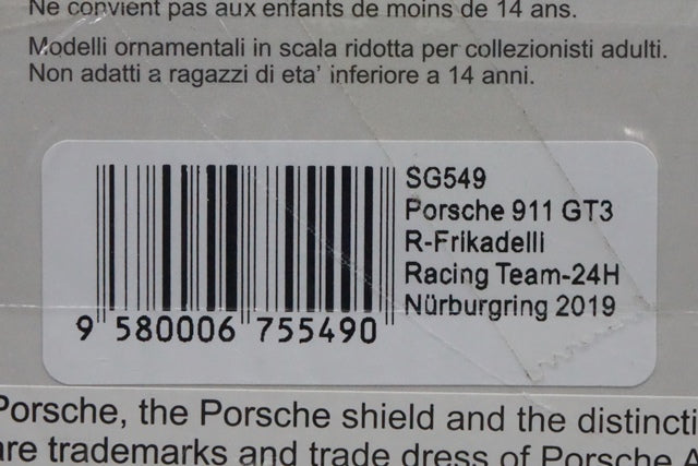 1:43 SPARK SG549 Porsche 911 GT3R Frikadelli Racing Team Nurburgring 24h 2019 #31