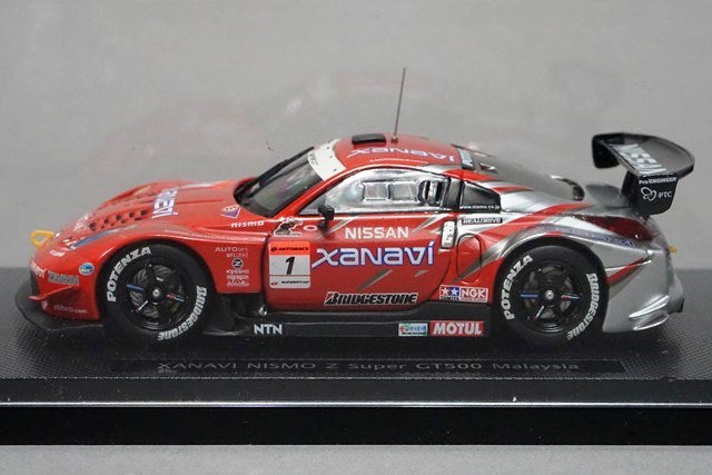 1:43 EBBRO 43722 XANAVI NISMO Z Super GT 2005 Malaysia #1 Silver / Red