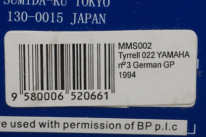 1:43 SPARK MMS002 Tyrrell 022 Yamaha Germany GP Ukyo Katayama 1994 #3 MIYAZAWA MOKEI