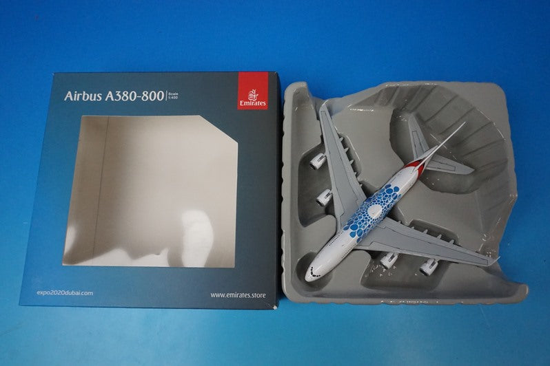 1:400 A380-800 Emirates Blue Expo 2020 A6-EOC GJUAE1833 Gemini