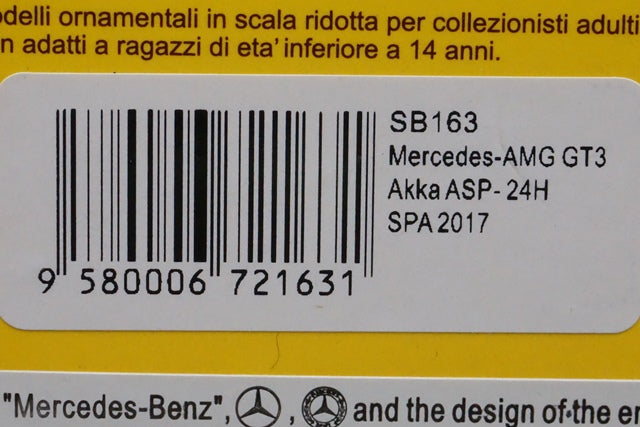 1:43 SPARK SB163 Mercedes AMG GT3 Akka ASP 24h SPA 2017 #89 model car