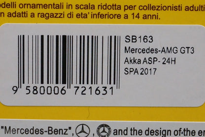 1:43 SPARK SB163 Mercedes AMG GT3 Akka ASP 24h SPA 2017 #89 model car